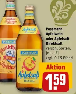 REWE Possmann Apfelwein oder Apfelsaft Direktsaft Angebot