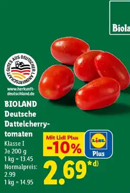 Lidl BIOLAND Deutsche Dattelcherrytomaten Angebot
