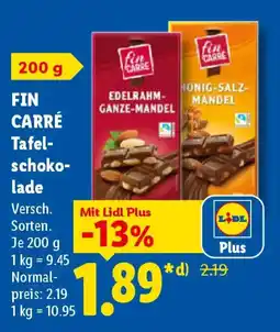 Lidl FIN CARRÉ Tafelschokolade Angebot