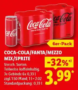 Lidl Coca-cola/Fanta/Mezzo mix/Sprite Angebot