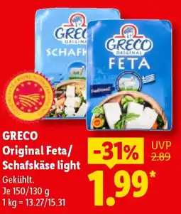 Lidl GRECO Original Feta/ Schafskäse light Angebot