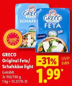Lidl GRECO Original Feta/ Schafskäse light Angebot