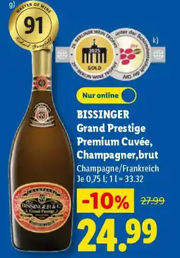 Lidl BISSINGER Grand Prestige Premium Cuvée, Champagner,brut Angebot