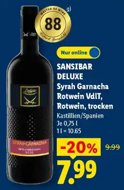 Lidl SANSIBAR DELUXE Syrah Garnacha Rotwein VdlT, Rotwein, trocken Angebot