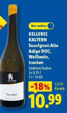 Lidl KELLEREI KALTERN Sauvignon Alto Adige DOC, Weißwein, trocken Angebot