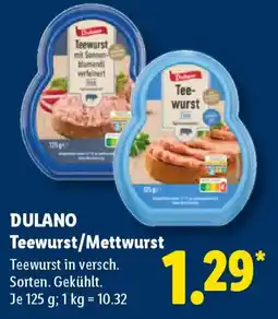 Lidl DULANO Teewurst/Mettwurst Angebot