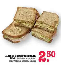Scheck-in-Center Halbes Vesperbrot nach Wahl Angebot
