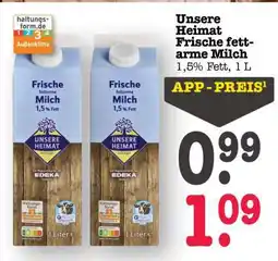 Scheck-in-Center Unsere Heimat Frische fettarme Milch Angebot