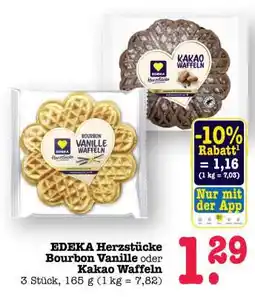 Scheck-in-Center EDEKA Herzstücke Bourbon Vanille oder Kakao Waffeln Angebot