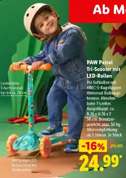 Lidl PAW Patrol Tri-Scooter mit LED-Rollen Angebot