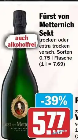 HIT FÜRST VON METTERNICH Sekt Angebot