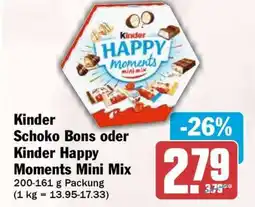 HIT Kinder Schoko Bons oder Kinder Happy Moments Mini Mix Angebot