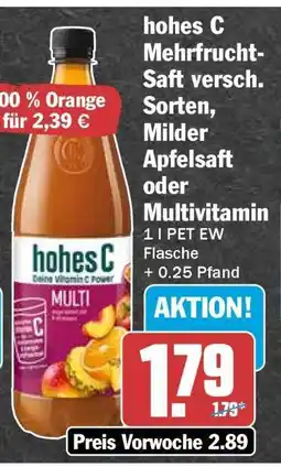 HIT hohes C Mehrfrucht-Saft versch. Sorten, Milder Apfelsaft oder Multivitamin Angebot