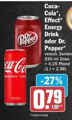 HIT Coca-Cola*, Effect* Energy Drink oder Dr. Pepper Angebot
