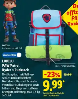 Lidl LUPILU PAW Patrol Ryder's Rucksack Angebot
