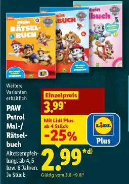 Lidl PAW Patrol Mal-/ Rätselbuch Angebot