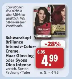 Combi Schwarzkopf Brillance Intensiv-Color-Creme, Haar Glossing oder Syoss Oleo Intense Angebot