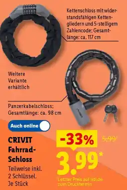 Lidl CRIVIT Fahrrad- Schloss Angebot
