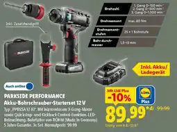 Lidl PARKSIDE PERFORMANCE Akku-Bohrschrauber-Starterset 12 V Angebot