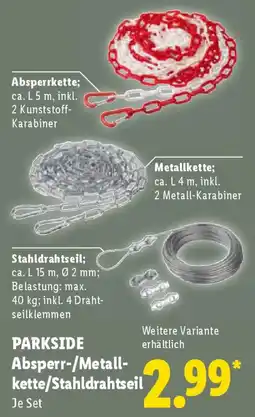 Lidl PARKSIDE Absperr-/Metall- kette/Stahldrahtseil Angebot