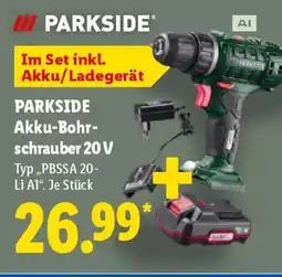 Lidl PARKSIDE Akku-Bohr- schrauber 20 V Typ „PBSSA 20- Li A1". Angebot