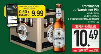 E-Center Krombacher o. Warsteiner Pils 20*500ml/24*330ml Angebot