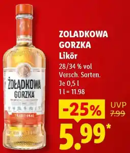 Lidl ZOLADKOWA GORZKA Likör Angebot