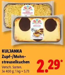 Lidl KULJANKA Zupf-/Mohnstreuselkuchen Angebot