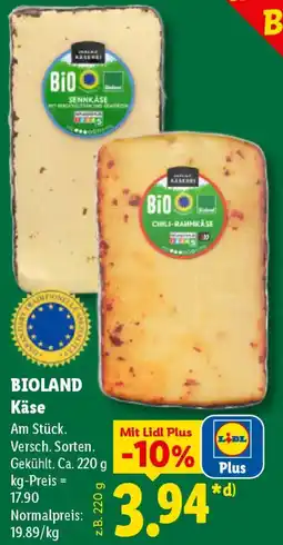 Lidl BIOLAND Käse Angebot