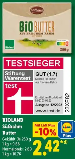 Lidl BIOLAND Süßrahm Butter Angebot