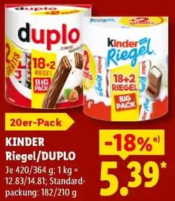Lidl KINDER Riegel/DUPLO Angebot