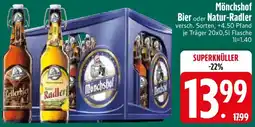 Edeka Mönchshof Bier oder Natur-Radler Angebot