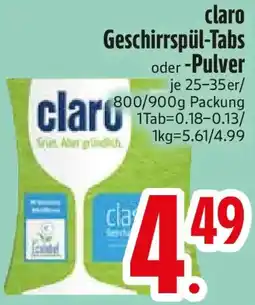 Edeka claro Geschirrspül-Tabs oder Pulver Angebot