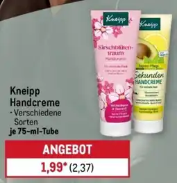 METRO Kneipp Handcreme Angebot
