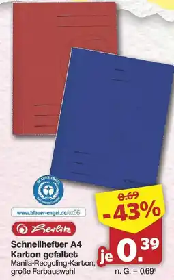 Famila Nord West Herlitz Schnellhefter A4 Karton gefaltet Angebot