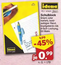 Famila Nord West idena Schulblock Angebot