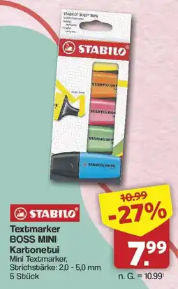 Famila Nord West STABILO Textmarker BOSS MINI Kartonetui Angebot