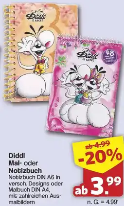 Famila Nord West Diddl Mal- oder Notizbuch Angebot