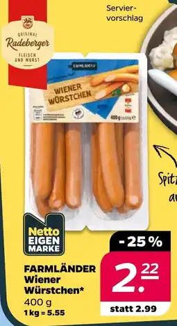 Netto FARMLÄNDER Wiener Würstchen* Angebot