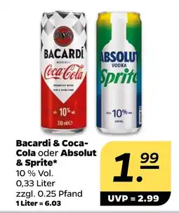 Netto Bacardi & Coca-Cola oder Absolut & Sprite Angebot