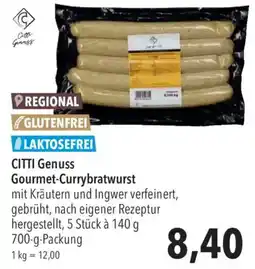 CITTI Markt CITTI Genuss Gourmet-Currybratwurst Angebot