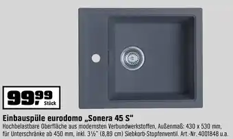 OBI Einbauspüle eurodomo ,,Sonera 45 S" Angebot