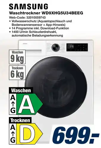 SAMSUNG Waschtrockner WD9XHG5U34BEEG