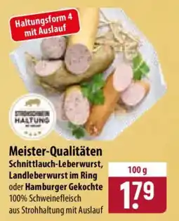 Famila Nord Ost Meister-Qualitäten Schnittlauch-Leberwurst, Landleberwurst im Ring oder Hamburger Gekochte Angebot