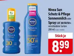 Famila Nord Ost Nivea Sun Schutz & Pflege Sonnenmilch oder Spray Angebot