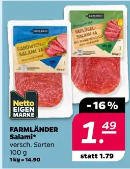 Netto Netto eigen marke farmländer salami Angebot