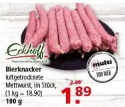 Multi Markt Eckhoff Bierknacker luftgetrocknete Mettwurst Angebot