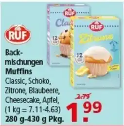 Multi Markt RUF Backmischungen Muffins Classic, Schoko, Zitrone, Blaubeere, Cheesecake, Apfel Angebot