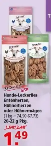 Multi Markt DOKAS Hunde-Leckerlies Entenherzen, Hühnerherzen oder Hühnermägen Angebot