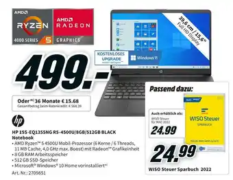 MediaMarkt Hp notebook hp 15s-eq1355ng r5-4500u/8gb/512gb black Angebot